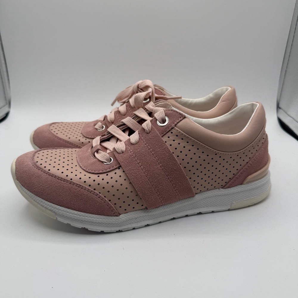 Foot Petals Pink Leather Perforated Comfort Sneakers Lace Up Women’s 8m View 3